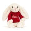 Bashful Cream Bunny with Personalised Red Jumper