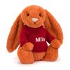 Bashful Tangerine Bunny with Personalised Red Jumper