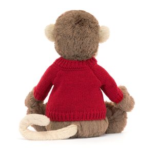 Bashful Monkey with Personalised Red Jumper