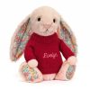 Blossom Blush Bunny with Personalised Red Jumper
