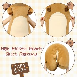 Capybara Long Throw Pillow Capybara Stuffed Animals. Brown. 39 Inches