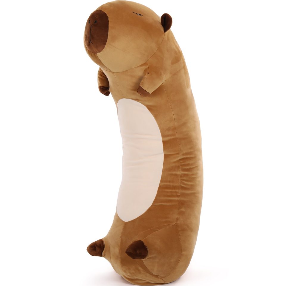 Capybara Long Throw Pillow Capybara Stuffed Animals. Brown. 39 Inches