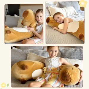 Capybara Long Throw Pillow Capybara Stuffed Animals. Brown. 39 Inches