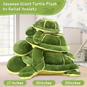 Cute Turtle Plush Toy. Green. 17/25/33 Inches