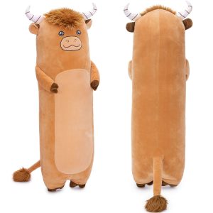 Highland Cattle Plush Pillow. Brown. 39 Inches