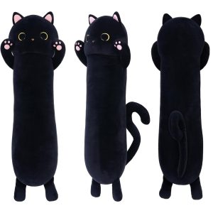 Black Cat Stuffed Animals Cat Long Throw Pillow. 43 Inches
