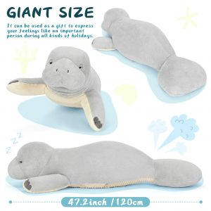 Manatee Stuffed Animals Sea Cow Plush Toys. Grey. 47 Inches