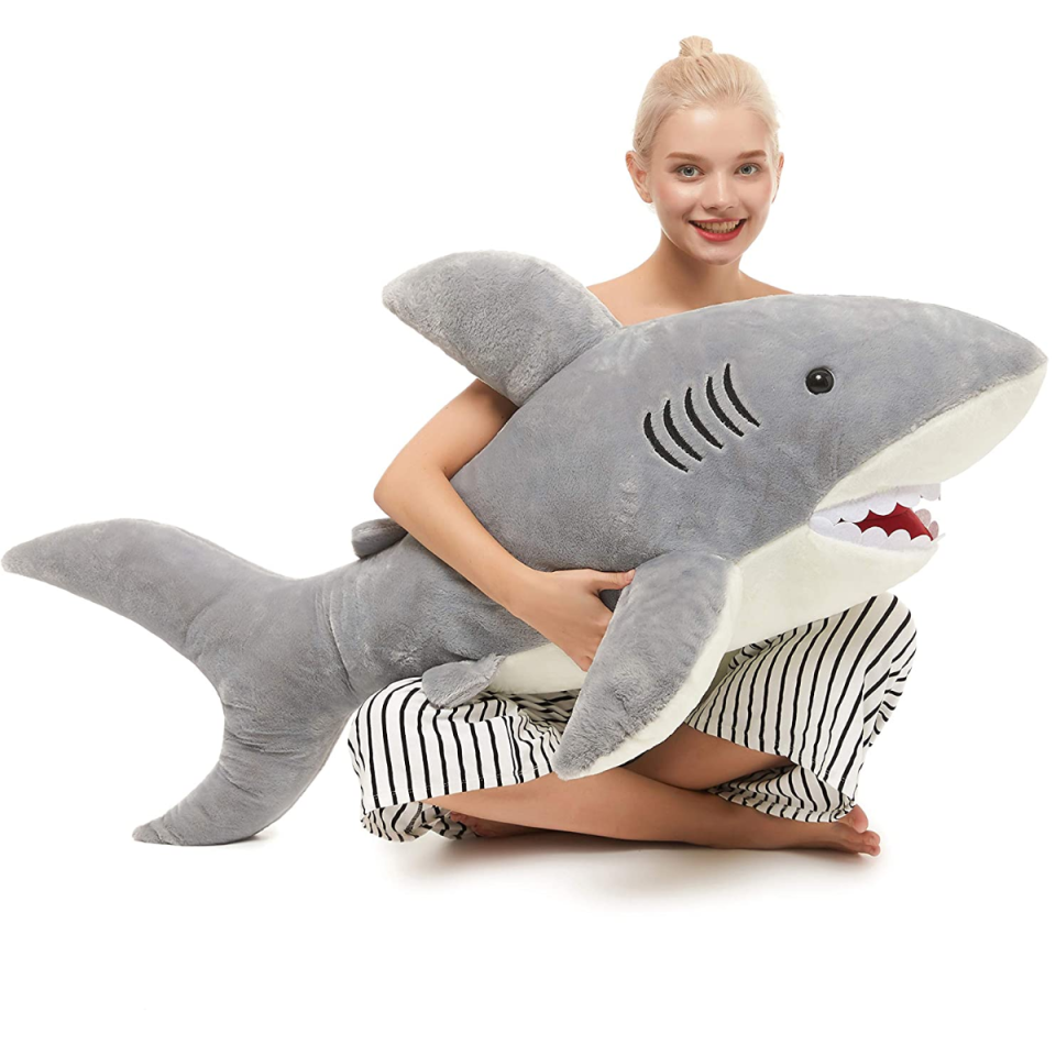 Giant Shark Stuffed Animal. Grey. 51 Inches