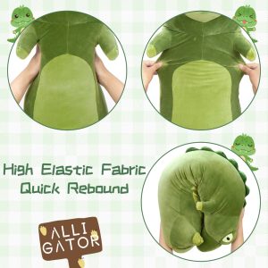 Crocodile Long Throw Pillow Alligator Stuffed Animals. Green. 39 Inches