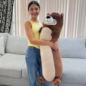 Sea Otter Long Throw Pillow. Dark Brown. 39.5 Inches