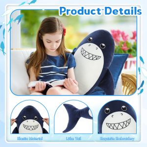 Shark Plush Toy Ocean Stuffed Animals. Navy Blue. 35 Inches