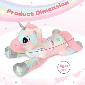 Big Colorful Unicorn Plush Toy. 43 Inches
