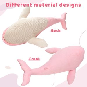 Big Whale Stuffed Animals. Navy Blue/Pink. 47 Inches